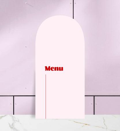 Menu ślubne składane, owalne, pastelowy róż, nowoczesne, papier premium