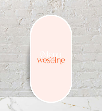 Menu ślubne składane o owalnym kształcie, żywe kolory, papier premium