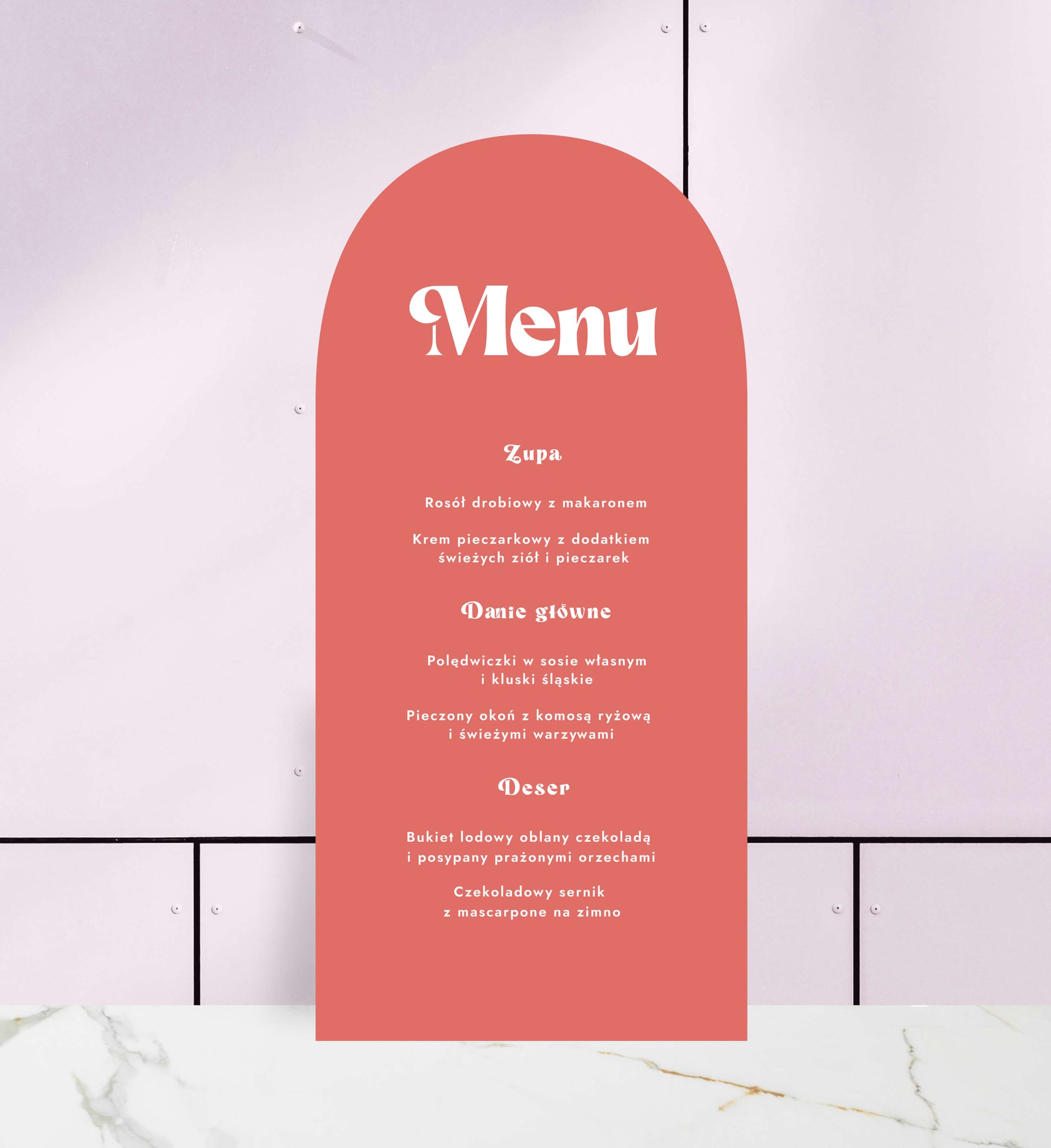 Menu weselne jednokartkowe, niestandardowe kolory i formy, papier premium