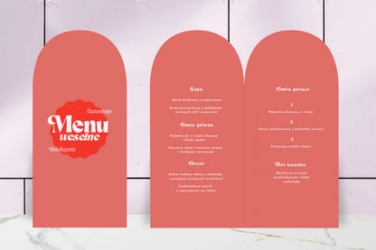 Menu weselne składane w nowoczesnych wzorach, na papierze premium