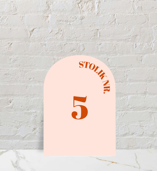 Numery stolika ślubnego, owalne, kolorowe, papier premium