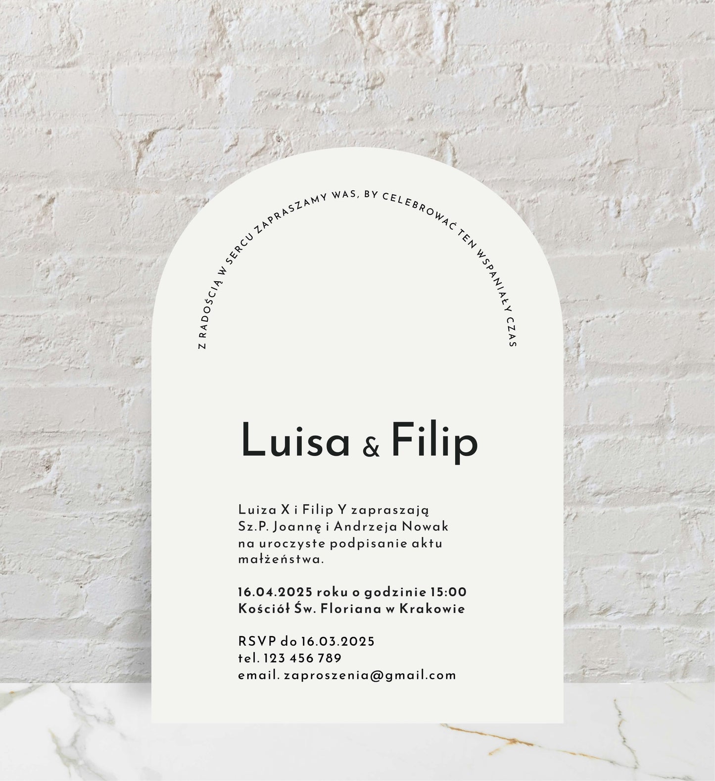 Zaproszenia ślubne minimalistyczne, nowoczesne formy, papier premium
