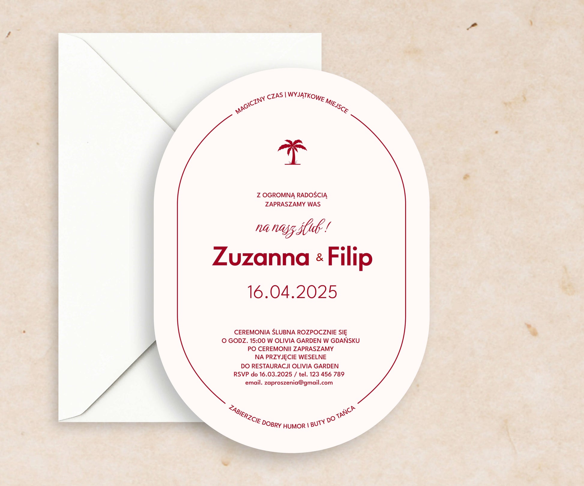 Zaproszenia ślubne w nowoczesnej formie, kremowe, artystyczne, na papierze premium