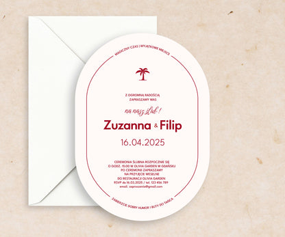 Zaproszenia ślubne w nowoczesnej formie, kremowe, artystyczne, na papierze premium