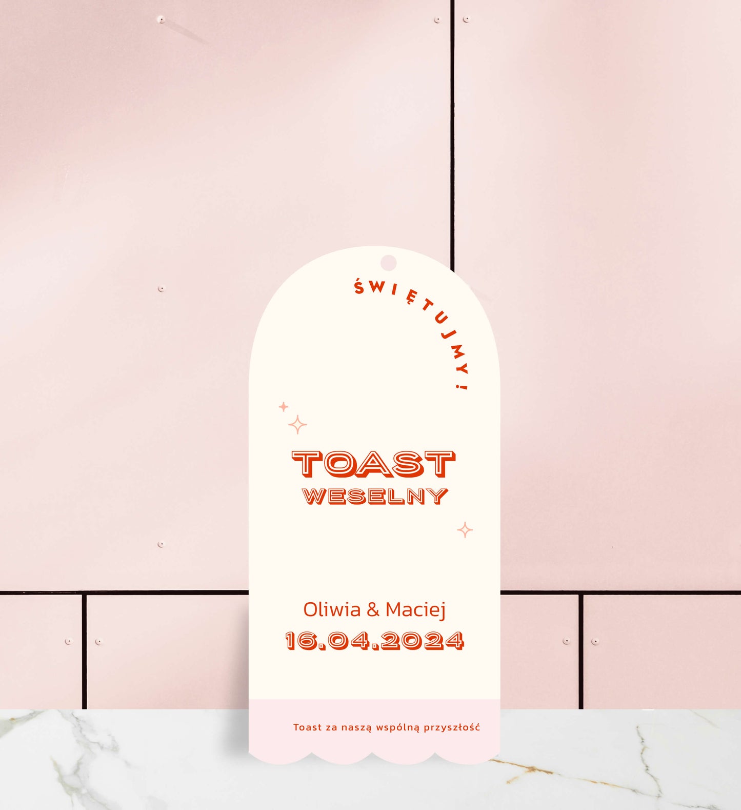 Zawieszki weselne na alkohol dwuwarstwowe, radosne kolory i nowoczesny design, papier premium