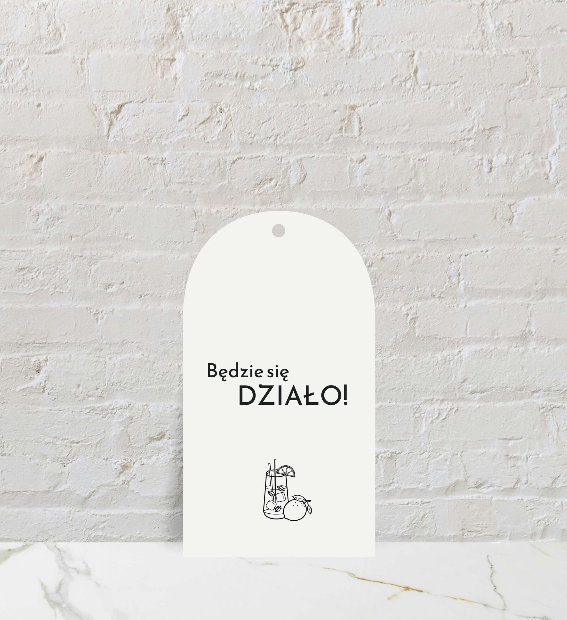 Zawieszki weselne na alkohol, półokrągłe kremowe, na papierze premium
